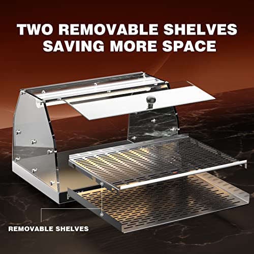 Pyy Food Warmer Commercial Countertop Pizza Warmer Countertop 2-Tier With Led Lighting Food Display Warmer Pastry Disaplay Case #TOP4
