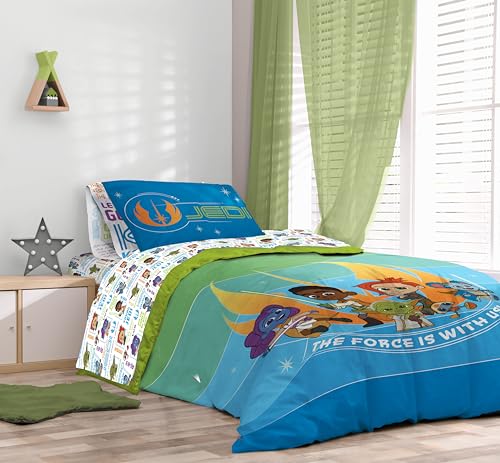 Image of Star Wars Young Jedi Adventures Twin Comforter Set - 5 Piece Kids Bedding Includes Comforter, Sheets & Pillow Cover - Super Soft Microfiber Bed Set