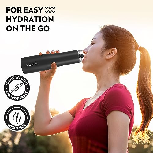 Image of Borosil 1000 ml Hydra 3pc Set of Swan Stainless Steel Water Bottle | ISI Certified, Made in India Bottle | Single Wall, Leakproof, BPA Free| Bottle for Office, School, College & Gym | 1 Year Warranty