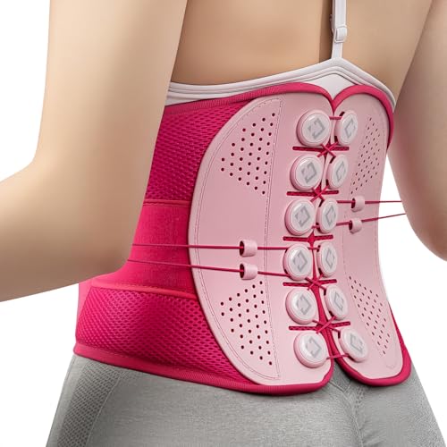 KKH Back Support Brace with Adjustable Pulley System, Ergonomic Back Brace for Lower Back Pain Women, Breathable Soft Mesh Lumbar Support Belt for Relief Sciatica Pain Herniated Disc