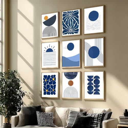 Image of kotart Aesthetic Boho Art Home Decoration | Boho Paintings With Frame For Living Room Bed Room Hotel Wall Decor Digital Reprint Set of 9 (13X17 inch)