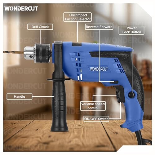 Image of WONDERCUT Professional-Impact Drill Tool Kit, 780W, 3000 RPM, 13mm Chuck, Blue BMC WC-13DK-500 Power & Hand Tool Kit (160 Tools)