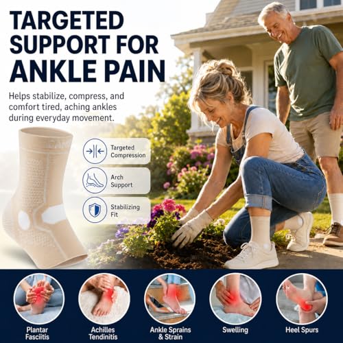 Image of CAMBIVO Ankle Compression Sleeve Support for Men & Women, 1 Pair for Sports