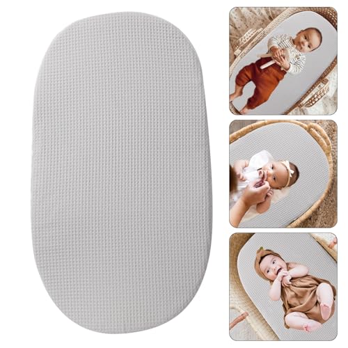 PTILSERY Cotton Bassinet Sheet for Infants Boys Girls, Solid Color Baby Fitted Sheet Case for Rectangle Oval Mattresses