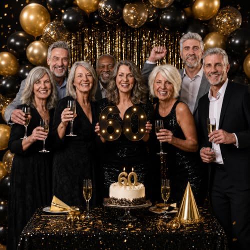 Image of 60th Birthday Decorations for Men Women, LED Light Up Numbers 60 Sign Battery-Operated Light-Up Party Decoration 60th Birthday Gifts for Women Black ZJDZTK