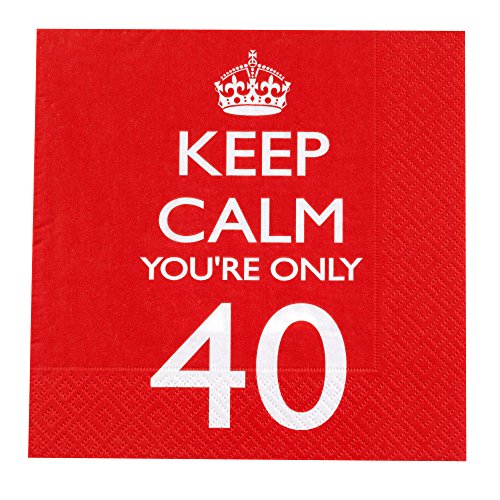 Neviti - Servilletas para 40º cumpleaños, diseño con Texto en inglés Keep Calm Cover