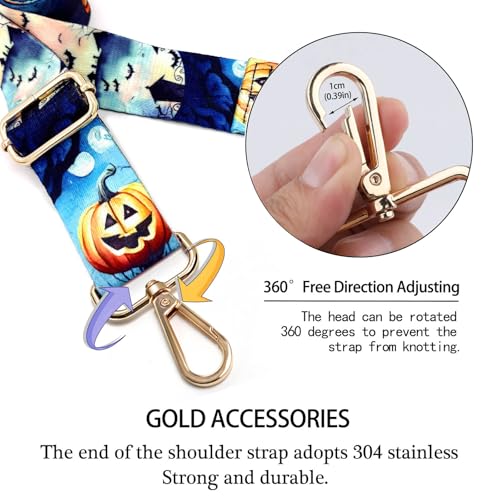 Image of Dsigo Purse Strap, 1.5 inch Wide Gold Alloy Buckle Floral Printing Crossbody Shoulder Strap for Bag Handbag Crossbody Bags