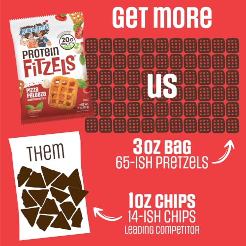 Image of Lenny & Larry's FITZELS Protein Pretzels (Pizza Palooza) 8 Individual Bags 3 oz Each - High Protein Snacks with 20g of Plant Based Protein - Healthy Vegan Pretzels - Delicious Salty Taste
