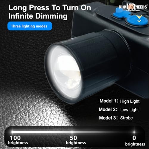 Image of Pick Ur Needs Rechargeable Emergency Headlamp 75 Watt LED Headlight Torch - 800mAh Battery, Adjustable Focus Zoom, 3 Light Modes, 5 Hours Runtime