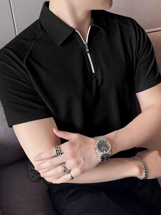 Image of GRECIILOOKS Tshirt for Man | T Shirt for Mans | Mens Tshirts | Polo T- Shirt for Mens | Half Sleeve Polo Neck Tshirt for Men (Available in Plus Sizes)