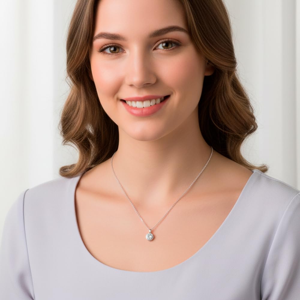 Colgante Mujer con Circonita y Cadena de plata de ley 925 - Regalos Originales para Mujer que se envían en una cajita Hand Made - Ideal para cumpleaños,aniversario, San Valentin o Navidad