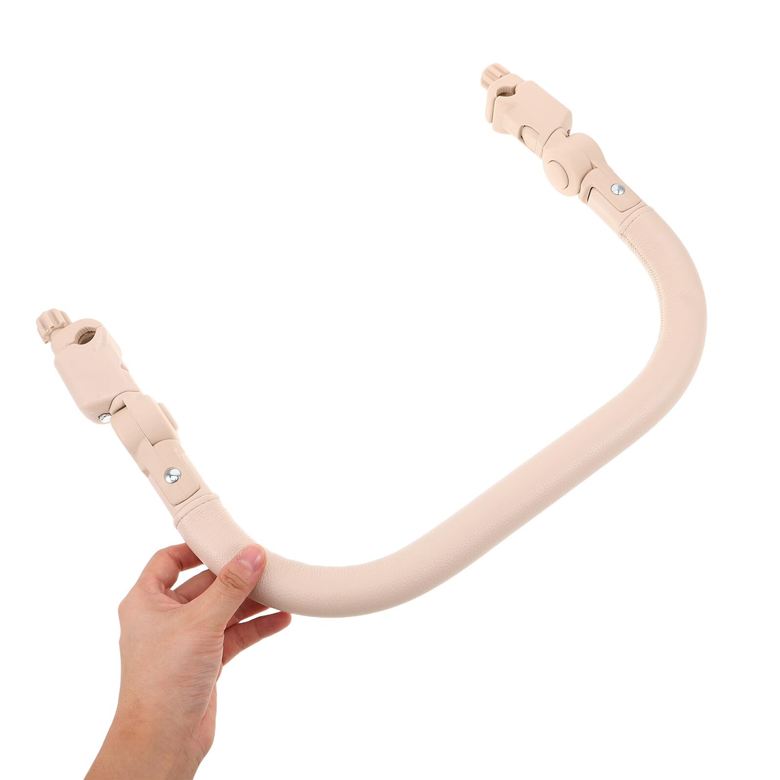 Barre de Sécurité pour Poussette, Poignée D’extension Beige | Pu, Écume et Fer, Entretien Facile, Usage Extérieur, Prise Main, Parents et Tout-petits