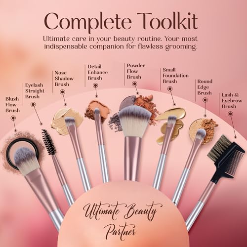 PORTENTUM Makeup Brushes Sets Professional 18 Pcs Make up Brushes Premium Synthetic Foundation Brushes Blending Face Powder Blush Eyeshadow Eyeliner Make Up Brush Kit with PU Leather Bag - Image 3
