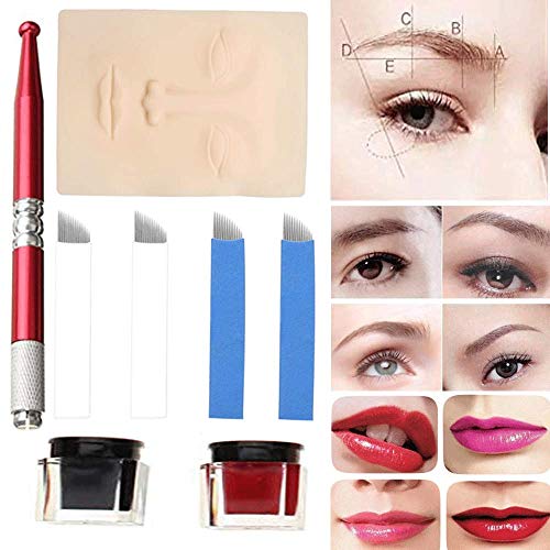 Anself Eyebrow Microblading Set Permanent Eyebrow Tattoo Kit Manual Eyebrow Pen Needle Skin Body Art Tool