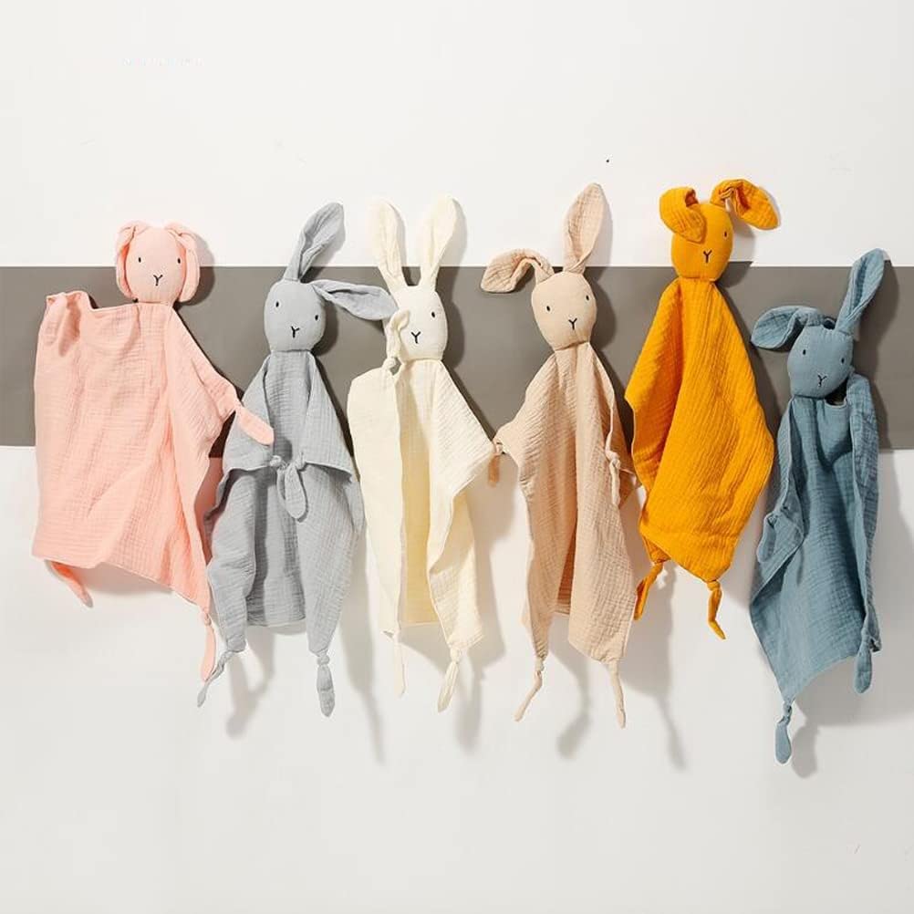 Manta de muselina de algodón orgánico, manta de seguridad de conejito de muselina de algodón orgánico, suave y transpirable, regalo para bebés para niños y niñas