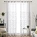 MIULEE 2 Unidades Cortinas Bordado Translucida de Dormitorio Moderno Ventana Visillos Rayas Salon Paneles con Ojales Plateados para Sala Cuarto Comedor Salon Cocina Habitación 140x245cm Gris