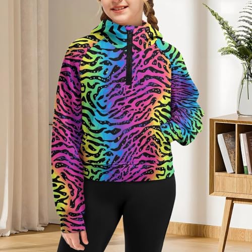 Uourmeti Half Zip Sweatshirts for Teen Girls Long Sleeve Cropped Hoodies Fall Pullover Tops4