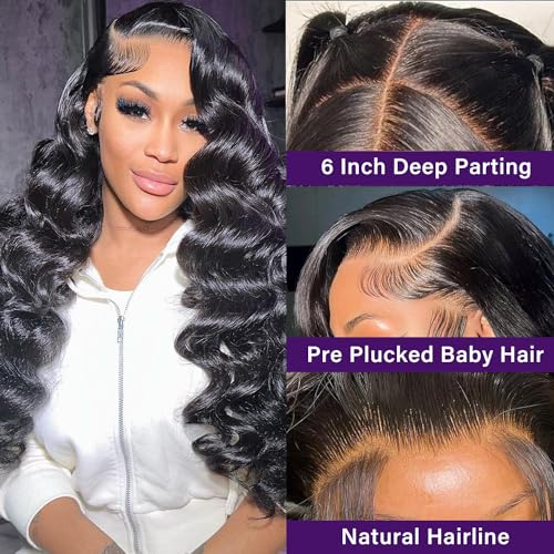 Natural Color 13x6 Deep Wave Lace Front Wigs 24 Inch+13x6 Body Wave Lace Front Wigs 32 Inch