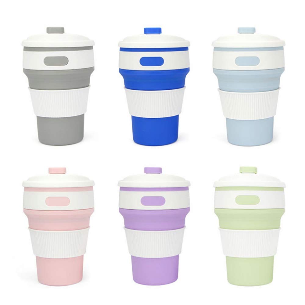 Namiot plażowy składany silikonowy kubek do kawy przenośny kubek podróżny darmowa kieszeń dla miłośników kawy, rozmiar 325 ml namiot kempingowy (kolor: Fioletowy)