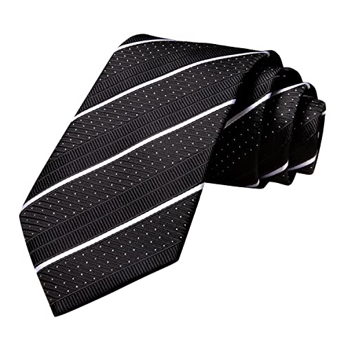 Image of Hi-Tie Men Silk Ties Set with Flower Lapel Pin Necktie Pocket Square Cufflinks for Tuxedo Wedding Business