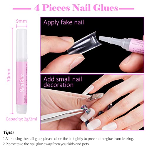 MELLIEX 500 Pièces Faux Ongles Capsules French Acrylique Tips Ongles Gel, Kit Capsules Ongles avec Colle pour Femmes Filles (10 Tailles, Transparent) - Image 5