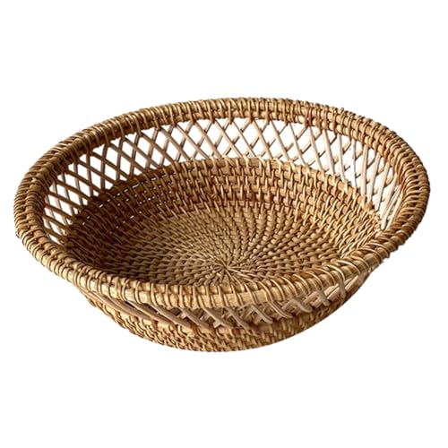 KICHOUSE Woven Storage Basket for Organizing Sundries Hollow Design Fruit and Snack Holder Rattan Container for Home Decor and Tidy Desktop Use