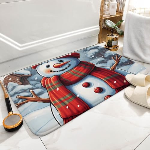 Red Snowman Scraf �o�X�}�b�g ���O - �X�[�p�[�\�t�g �z���� �o�X���[�����O ����~�� ���� ����\ �o�X���[���t���A�}�b�g �V�����[�^�u�A�R�[�����x���x�b�g�L�b�`��&���փ��O 39.9cmx59.9cm