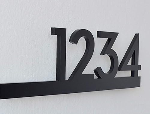 Modern House Numbers - Black with Black Acrylic - Contemporary Home Address - Underline Sign Plaque - Door Number - Apartment - Hotel Room