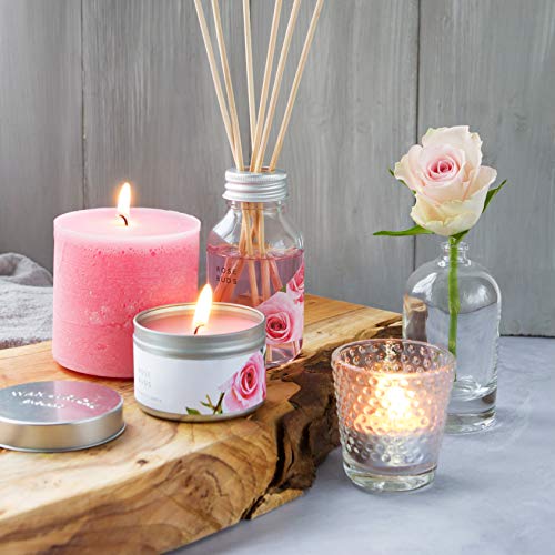 Wax Lyrical Scented Pillar Candle Rose Bud. Burn Time Approx 60 Hours #TOP6