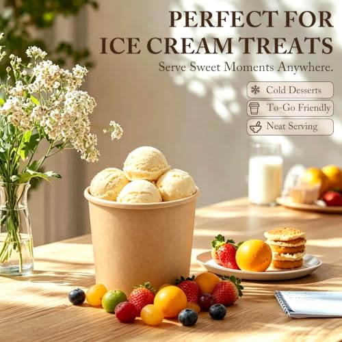 Image of 50 Pack 12oz Soup Cups with Lids Vented Disposable Paper Ice Cream Cups