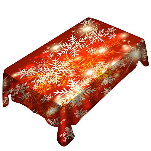 Lenfesh Tablecloth for Christmas Holiday Party Home Decor,Fashion Christmas Snowflake Printed Rectangle Table Cover