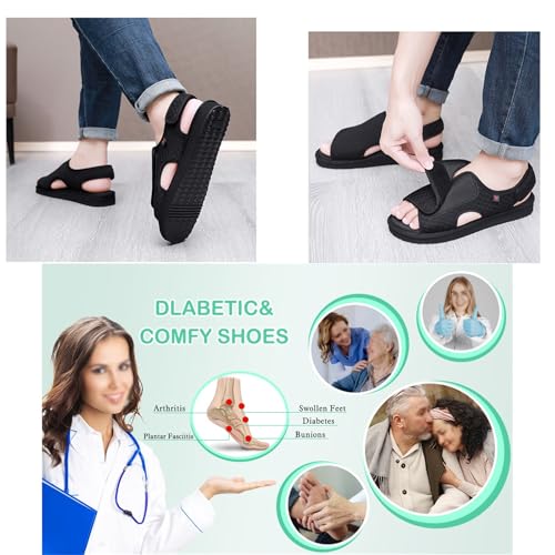 Men's Summer Open Toe Fattening and Widening Breathable Adjustable Diabetic Sandals, Casual Non-slip Orthotic Plantar Fasciitis Shoes, Easy on, for Diabetics Pain Relief, Swollen Feet2