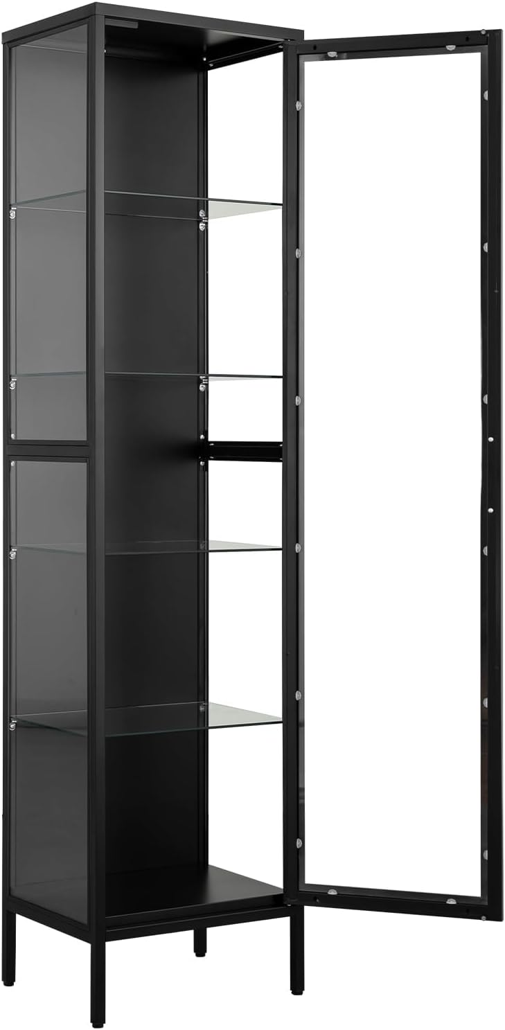 Display Storage Cabinet with Glass Doors (71in, black)