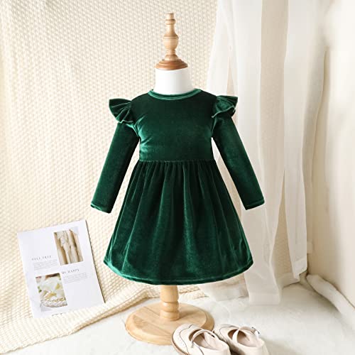IDOPIP Toddler Baby Girls Velvet Tutu Dress Long Sleeve Princess Christmas Birthday Party Wedding Dresses Fall Winter Clothes4