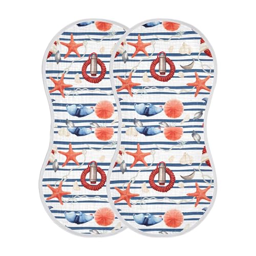 xigua Watercolor Shell Starfish Baby Burp Cloths for Newborn Boys and Girls 1 Pack, Soft & Absorbent Cotton Baby Burp Cloth, Baby Washcloths, Newborn Towel, Burp Rags2