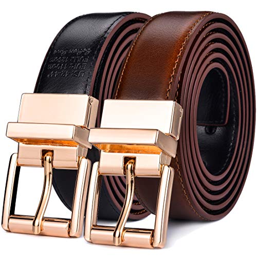 Image of Beltox Men's Belt Dress Casual Reversible Leather 1.1 inch w Roller Buckle Rotated