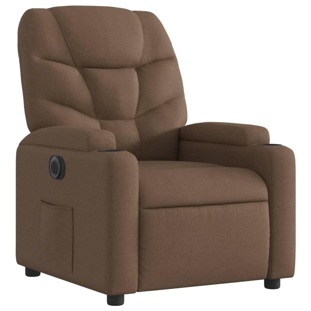 Sillón Reclinable Eléctrico, Silla con Respaldo Reposabrazos, Asiento Ajustable para Ancianos, Marrón