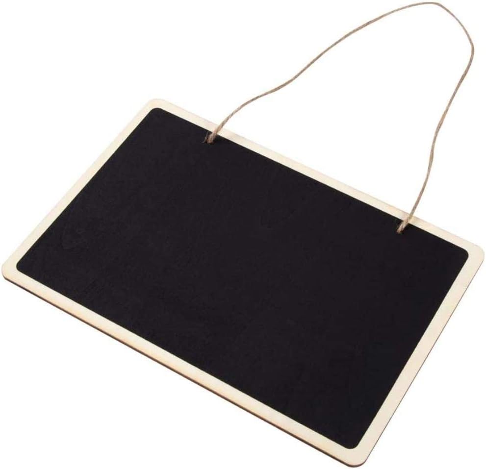 Reusable Mini Chalkboard with Hanging String, Wall Hanging Wooden Frame Rectangle Message Board, Decorative Vintage Style Creative Small Blackboard (12" × 8") : Office Products