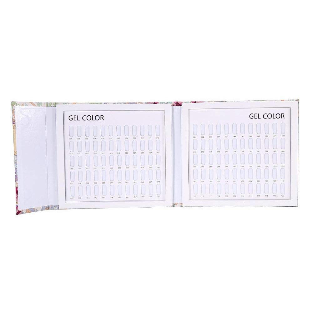 FILFEEL 120 palos pantalla de arte de uñas esmalte de uñas tarjeta de color placas gel de uñas tarjeta de color esmalte de uñas gráfico de visualización libro estante de exhibición de arte de uñas