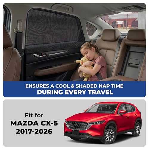Image of EcoNour Car Window Screen for Mazda CX-5 (2017-2026) 2 Pack | Breathable Mesh Camping Window Covers | 100% Protection from Bugs, Mosquito & UV | Baby Safe Privacy Blackout Net | Car Accessories