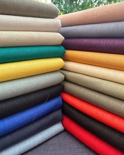 Tissu Lin Lavé à la Pierre Naturelle 20 Coloris - Vendu au Mètre - 240g/m² (Beige)