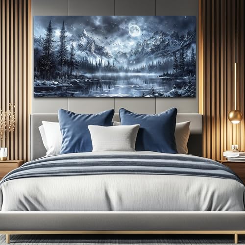 FUHAIHUA Canvas Wall Decor For Living Room Large Wall Art For Bedroom Office Decoration Black And White Wall Painting Forest Landscape Picture Hotel Artwork Poster Home Decor Ready to Hang 24X48 In