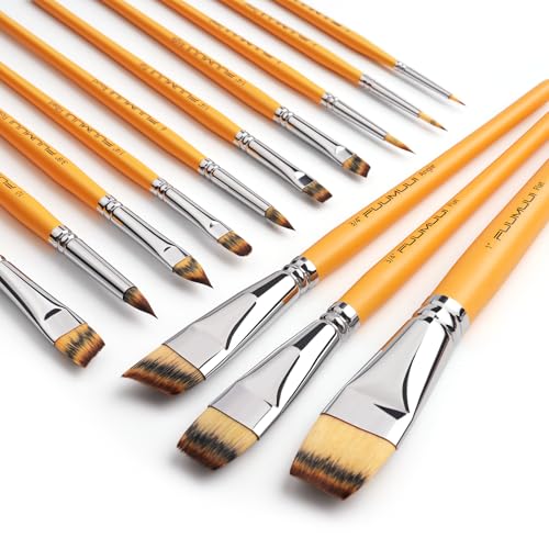 Face Painting Brushes, Fuumuui 13pcs Professional Synthetic Brushes for Face & Body Painting with Christmas, Halloween, Cosplay, Costume & Theater - Acrylic Watercolor Oil Gouache