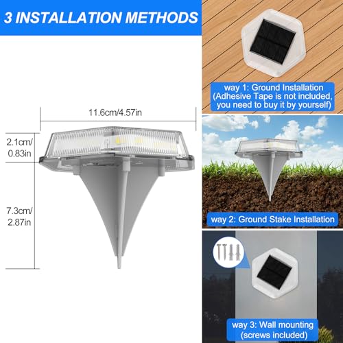 NATPOW Solar Deck Lights, Dusk Till Dawn Outdoor Lights, Cool White Ground Lights, Waterproof Step Light - Image 2