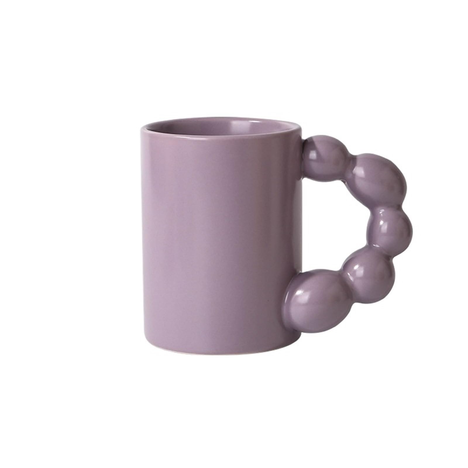 HLHLOP777 Coffee Mugs Mug Large Capacity Beaded Handle Solid Color Straight Body Simple Ceramic Coffee Coffee Cup(Purple)