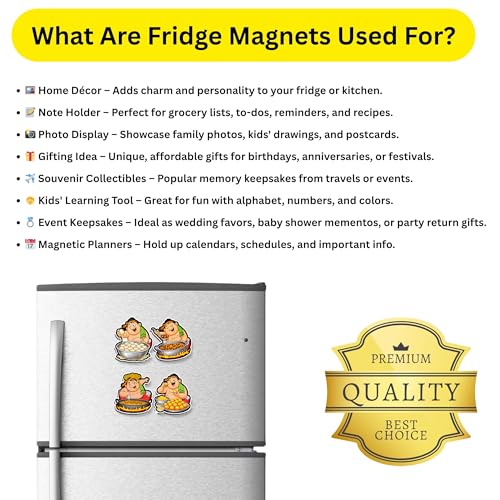 Image of Regalo Casila Indian Street Food Fridge Magnet 4 Pc Set Tourism Souvenir Wooden Travel Magnet Sweets Cartoon Chef Refrigerator Magnet Decorative Collectible Gift Kitchen Decor