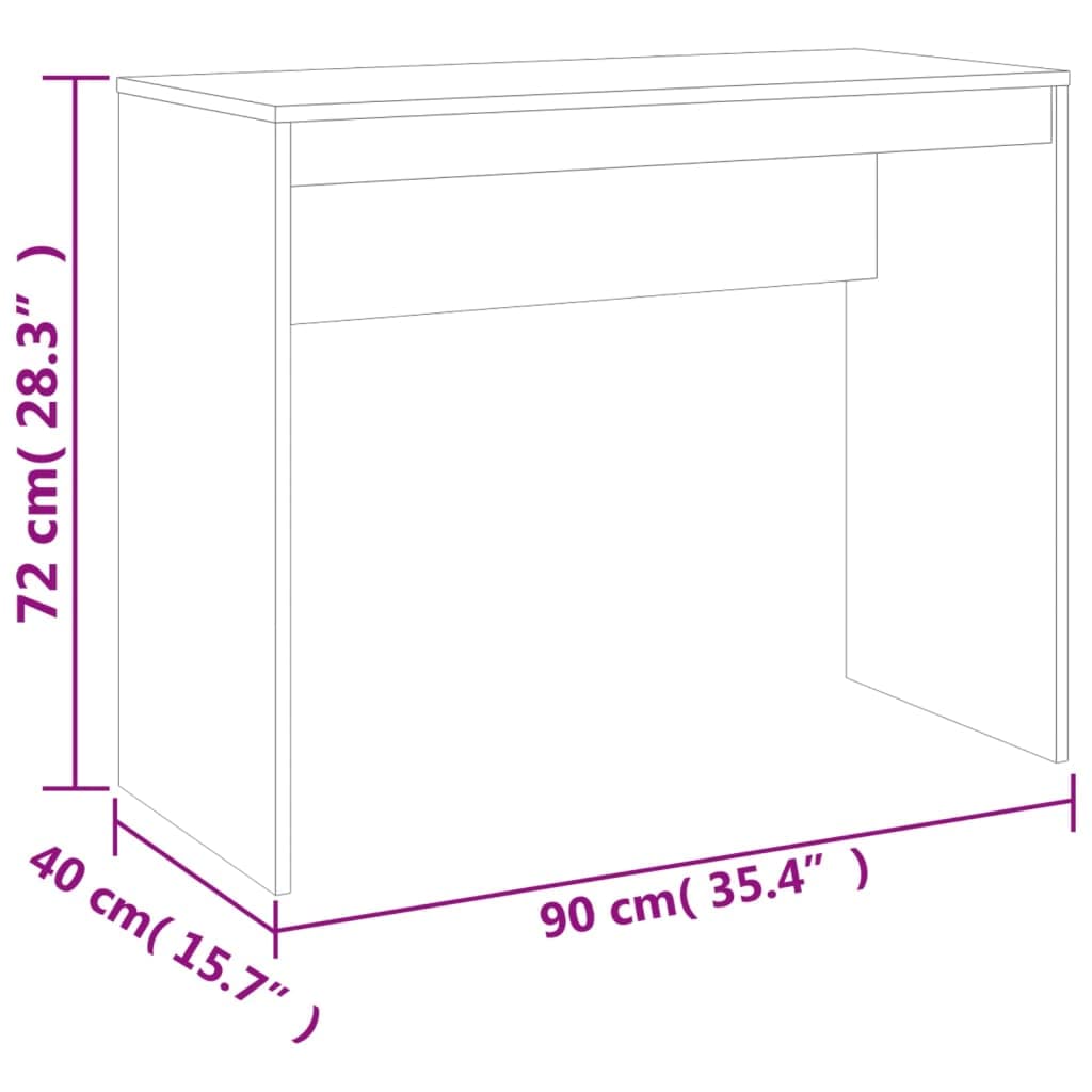 Scrivania grigio cemento in legno multistrato 90x40x72 cm, tavolo scrittoio salvaspazio con ripiano per computer e cassetto, mobile ufficio per smartworking e studio casa