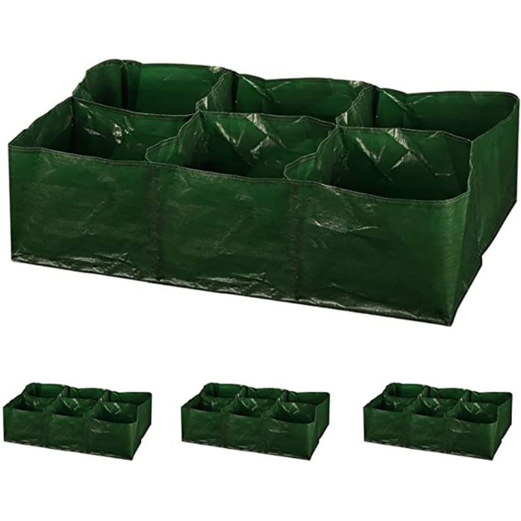 PE-Garten-Pflanzbeet mit 6 Gittern, Stoff-Hochbeet, Garten-Wachstumsbeet, Taschen für Tomaten, Anbau von Kräutern, Blumen und Gemüse (3 Stück)