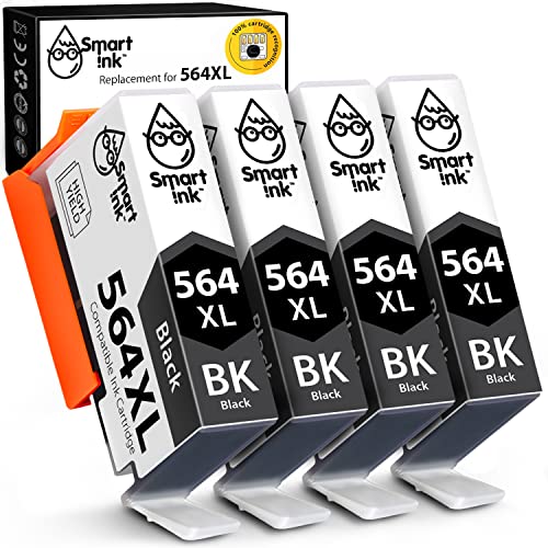 Smart Ink Compatible Ink Cartridge Replacement for HP 564XL 564 XL (4BK Combo Pack) for Photosmart 6525 6520 7520 5520 7510 5510 7525 6515 6510 B210 C410 5514 B209 B209a C309 C309 OfficeJet 4620