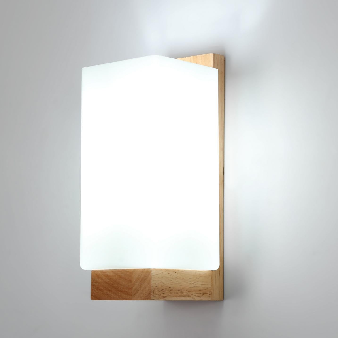 Comely Wooden Wall Lights Indoor, E27 Modern Minimalist Design Wall Lamp, Wood Wall Lighting Fixtures for Living Room Bedside Bedroom Hallway Stairs (Without Bulb)